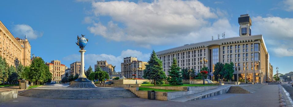 Kyiv, Ukraine 07.11.2020. House of Trade Unions on the Maidan Nazalezhnosti in Kyiv, Ukraine, on a sunny summer morning