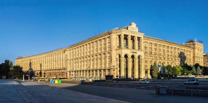 Kyiv, Ukraine 07.11.2020. Main post office on Khreshchatyk street near the Maidan Nazalezhnosti in Kyiv, Ukraine, on a sunny summer morning