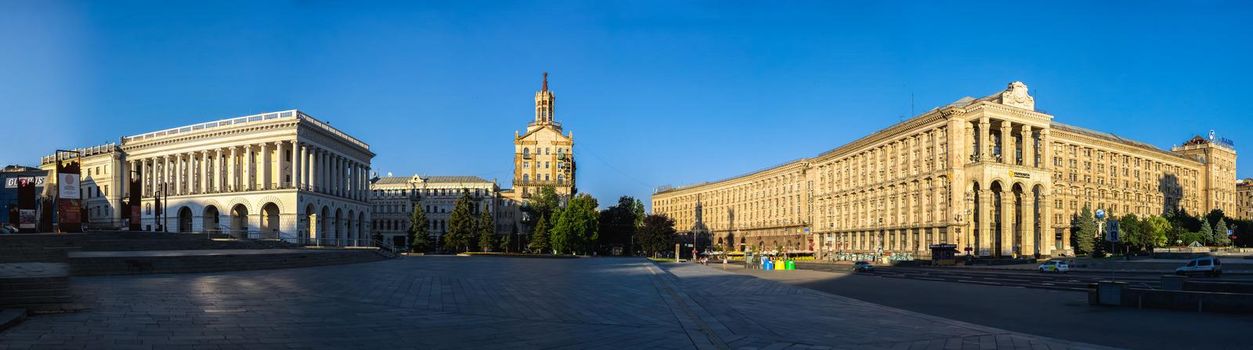 Kyiv, Ukraine 07.11.2020. Maidan Nazalezhnosti or Independence Square in Kyiv, Ukraine, on a sunny summer morning