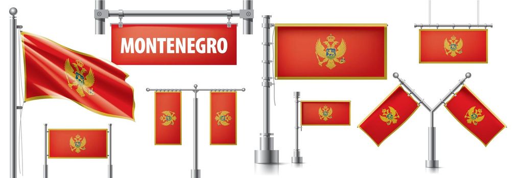 Vector set of the national flag of Montenegro in various creative designs.