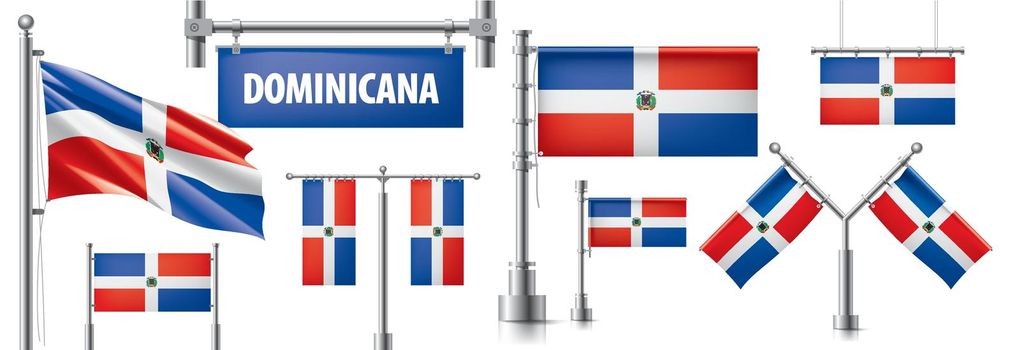 Vector set of the national flag of Dominicana in various creative designs.