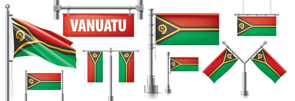 Vector set of the national flag of Vanuatu in various creative designs.