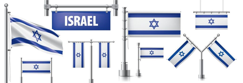 Vector set of the national flag of Israel in various creative designs.