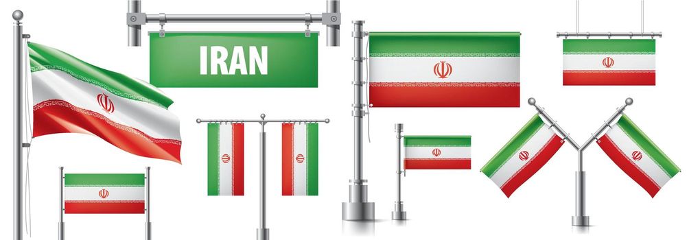 Vector set of the national flag of Iran in various creative designs.