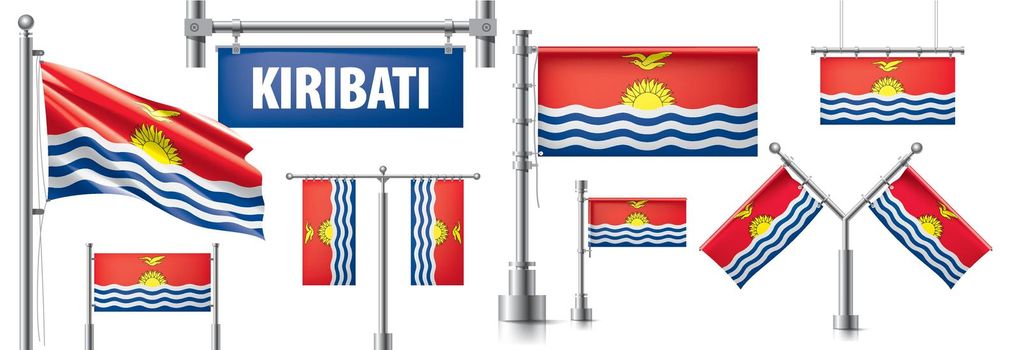 Vector set of the national flag of Kiribati in various creative designs.