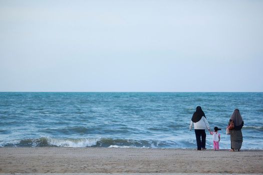 The landscape of the ocean waves at Narathatat Beach, Narathiwat Province.