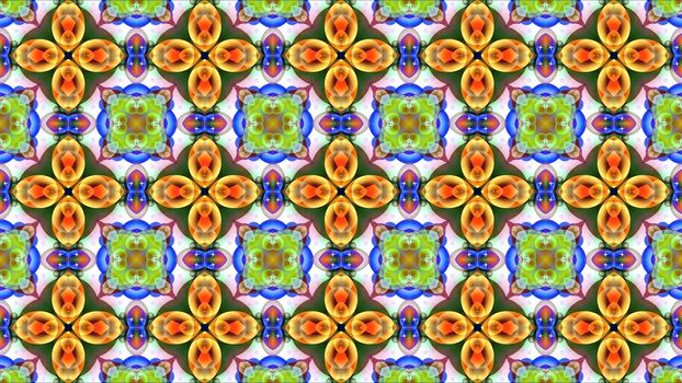 red yellow flower cross yellow pollen with white stars on purple leaves green flower kaleidoscope reflection texture pattern background