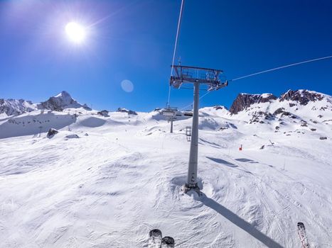 Glacier ski area on a sunny day.