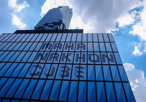 Bangkok, Thailand - July 10, 2019 : Looking up at The King Power Mahanakhon skyscraper. The tallest building in Thailand. No focus, specifically.
