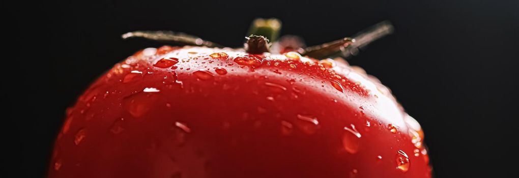 Fresh ripe tomato, organic food closeup