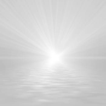 Abstract light gray background.  Sunset on waviness sea