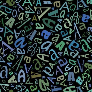 Seamless texture. Color letters A on black