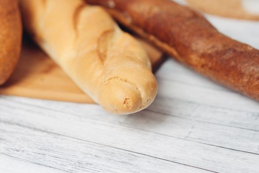 fresh baked loafs in the kitchen bread bin meal. High quality photo