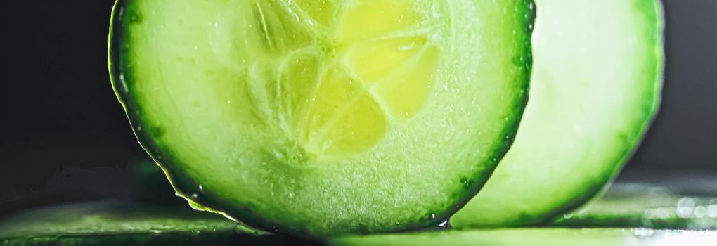 Fresh ripe cucumber, organic food closeup