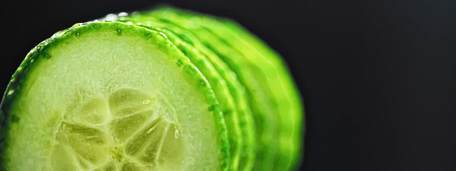 Fresh ripe cucumber, organic food closeup