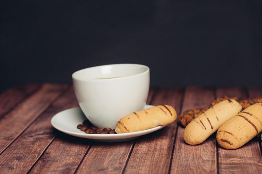 a cup of coffee sweets cookies desserts breakfast. High quality photo