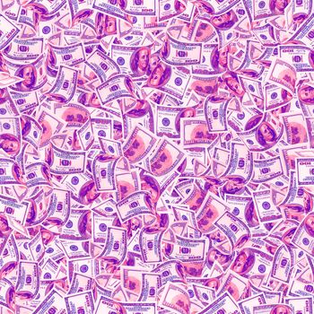 Background with money. Seamless texture of 100 dollar bills in trendy neon colors