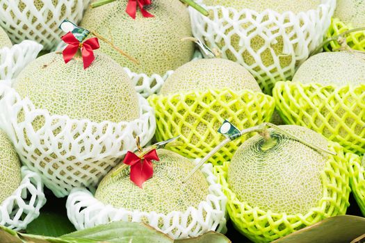 Fresh melons or green melons or cantaloupe melons for sale in market