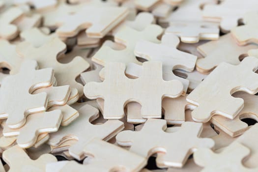 Close up shot of wood jigsaw puzzel background