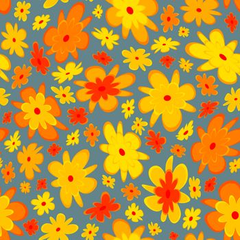 Trendy fabric pattern with miniature flowers.Summer print.Fashion design.Motifs scattered random.Elegant template for fashion prints.Good for fashion,textile,fabric,gift wrapping paper.Yellow on gray.