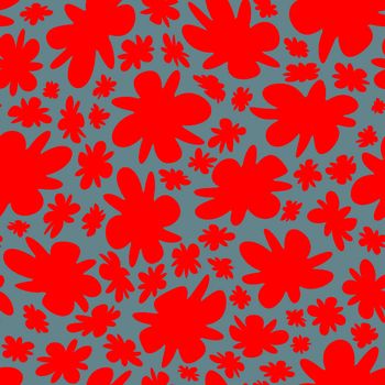 Trendy fabric pattern with miniature flowers.Summer print.Fashion design.Motifs scattered random.Elegant template for fashion prints.Red on gray.Good for fashion,textile,fabric,gift wrapping paper