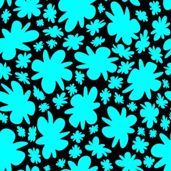 Trendy fabric pattern with miniature flowers.Summer print.Fashion design.Motifs scattered random.Elegant template for fashion prints.Good for fashion,textile,fabric,gift wrapping paper.Azure on black.