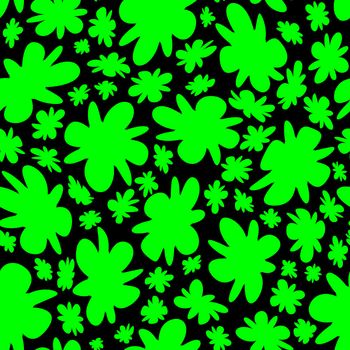Trendy fabric pattern with miniature flowers.Summer print.Fashion design.Motifs scattered random.Elegant template for fashion prints.Good for fashion,textile,fabric,gift wrapping paper.Green on black.