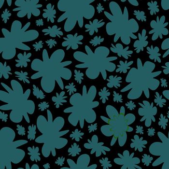 Trendy fabric pattern with miniature flowers.Summer print.Fashion design.Motifs scattered random.Elegant template for fashion prints.Good for fashion,textile,fabric,gift wrapping paper.Gray on black.