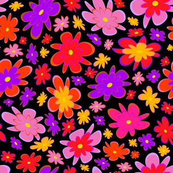 Trendy fabric pattern with miniature flowers.Summer print.Fashion design.Motifs scattered random.Elegant template for fashion prints.Pink,lilac,blackGood for fashion,textile,fabric,wrapping paper