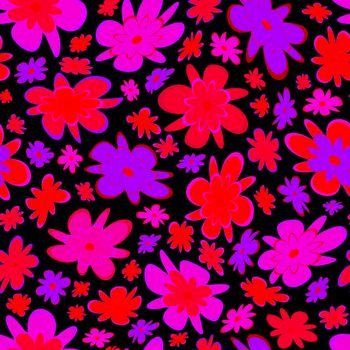 Trendy fabric pattern with miniature flowers.Summer print.Fashion design.Motifs scattered random.Elegant template for fashion prints.Good for fashion,textile,fabric,gift wrapping paper.Pink on black.