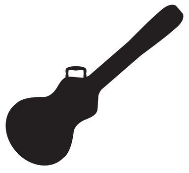 A shaped acoustic guitar case silhouette on a white background