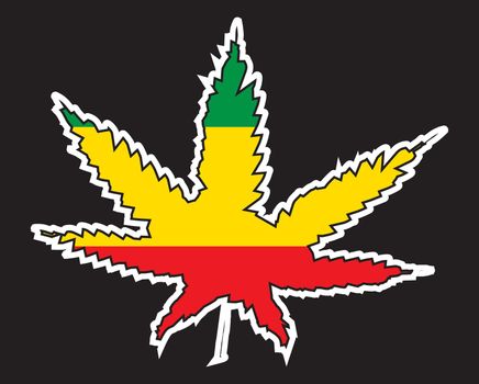Cannabis leaf as Rastafarian flag