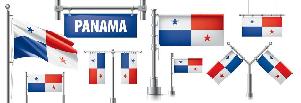 Vector set of the national flag of Panama in various creative designs.