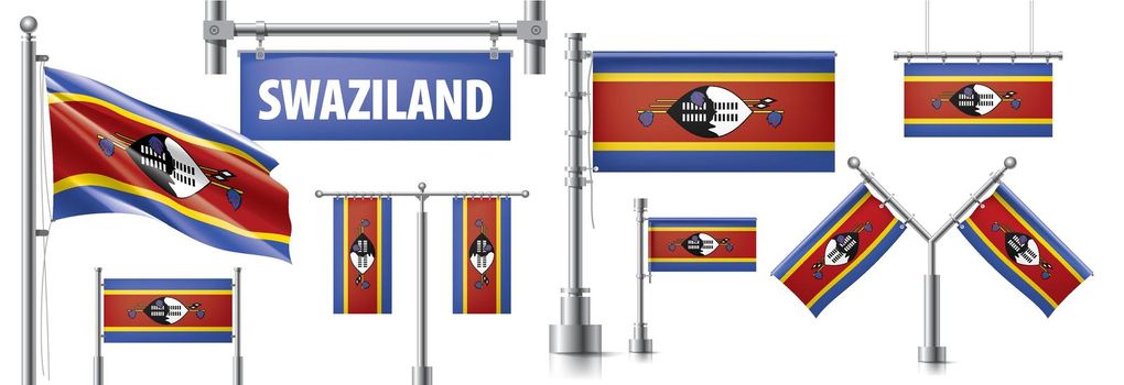 Vector set of the national flag of Swaziland in various creative designs.