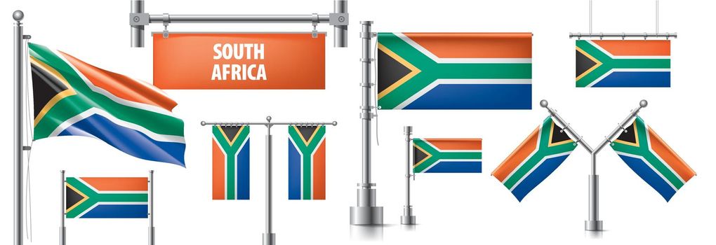 south africa national flag, vector illustration on a white background