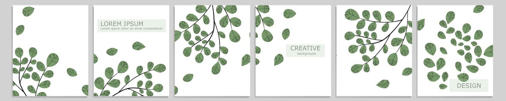 Set of vector cover notebook design. Abstract floral template design with green leaves on white background for notebook paper, copybook brochures, book, magazine. Planner and diary cover for print.