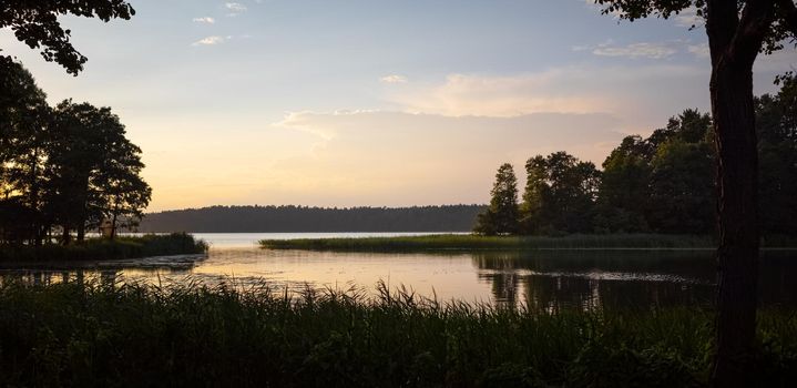 Beautiful view of the Biale Lake, Poland in hot summer