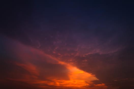 Natural background. Twilight beautiful sky. Twilight colorful sky and cloud with sunlight shine behind background