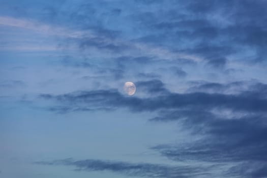 Evening sky with clouds and moon