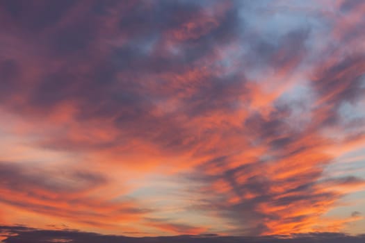 Abstract nature background. Colorful dramatic sky with cloud at sunset. Dramatic and moody pink, purple and blue cloudy sunset sky