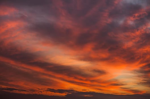 Abstract nature background. Colorful dramatic sky with cloud at sunset. Dramatic and moody pink, purple and blue cloudy sunset sky