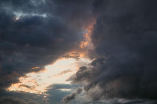 Dramatic sky with stormy clouds. Nature background