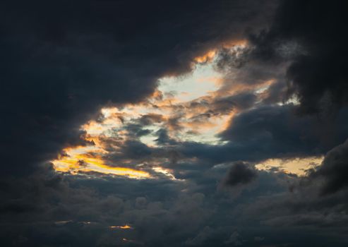 Dramatic sky with stormy clouds. Nature background
