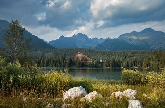Mountain lake in National Park High Tatra. Strbske pleso, Slovakia, Europe
