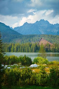 Mountain lake in National Park High Tatra. Strbske pleso, Slovakia, Europe