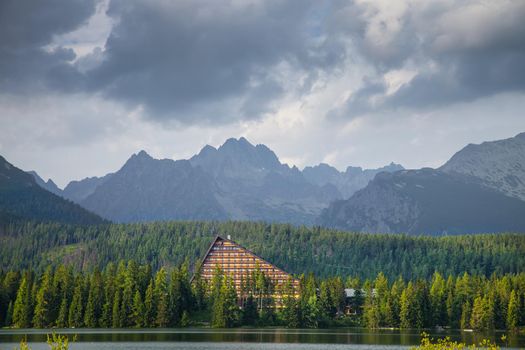 Mountain lake in National Park High Tatra. Strbske pleso, Slovakia, Europe