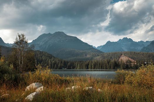 Mountain lake in National Park High Tatra. Strbske pleso, Slovakia, Europe