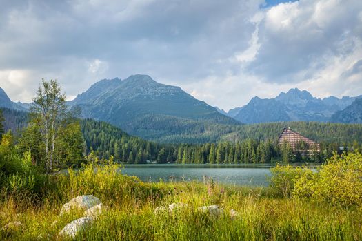 Mountain lake in National Park High Tatra. Strbske pleso, Slovakia, Europe