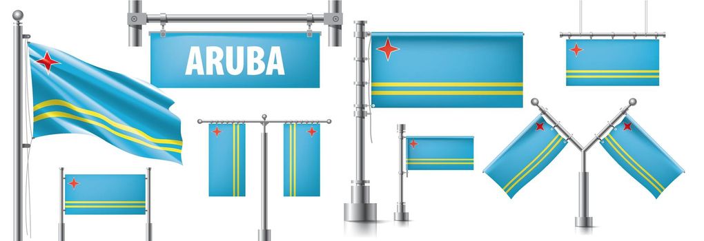 Vector set of the national flag of Aruba in various creative designs.