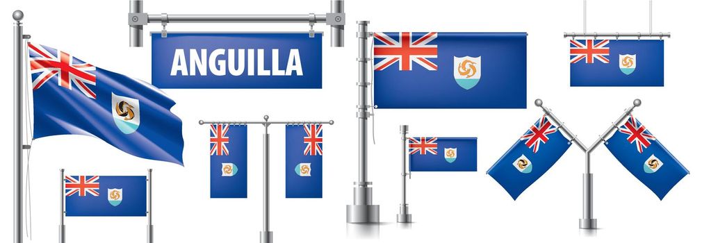 Vector set of the national flag of Anguilla in various creative designs.